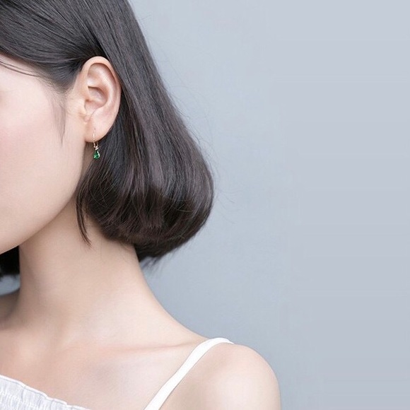 Sterling Silver Gold Plated Emerald Earrings - Picture 4 of 4